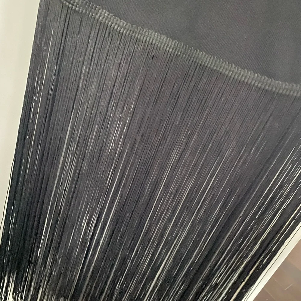 Zara Elegant Black Midi Dress with Fringe - Picture 3 of 3